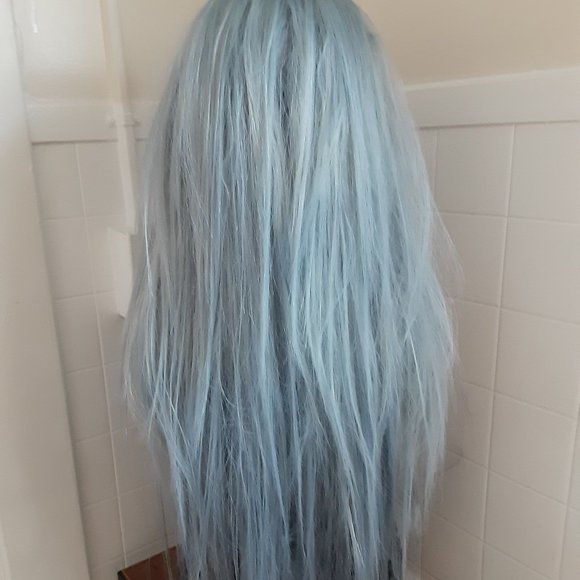 Scene wig EMO Wig silver blue lace front wig gothic - Picture 4 of 8